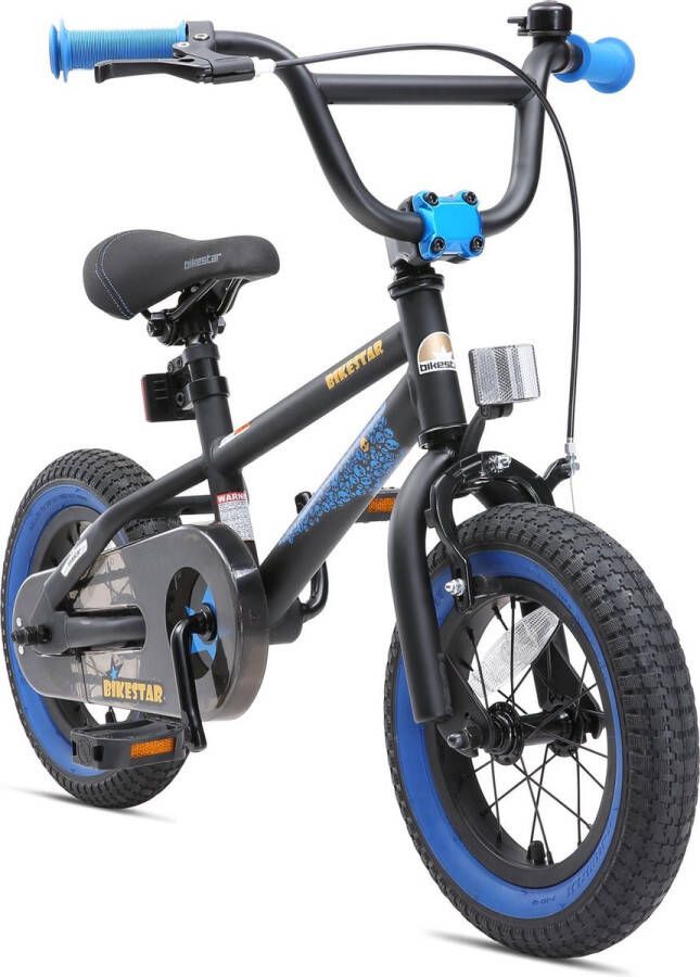Bikestar 12 inch BMX kinderfiets zwart blauw - Foto 2