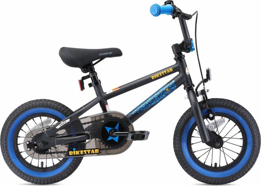 Bikestar 12 inch BMX kinderfiets zwart blauw