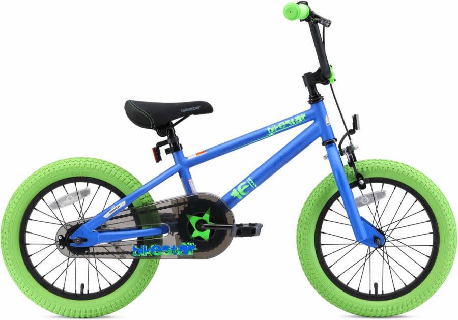 Bikestar 16 inch BMX kinderfiets blauw groen