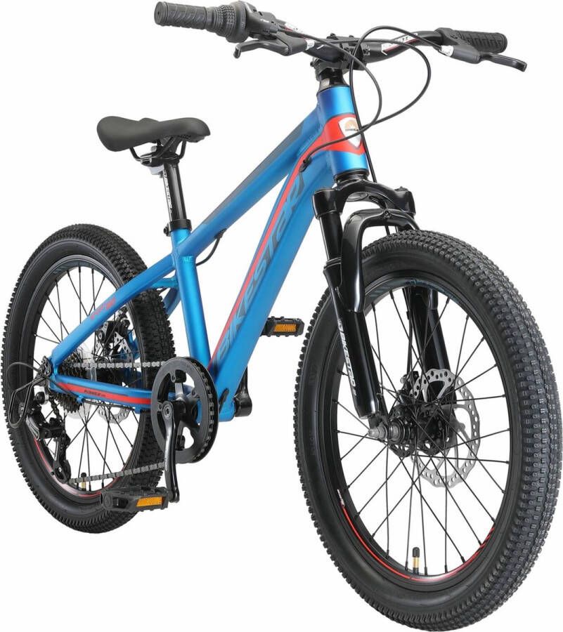 Bikestar 20 inch 7 speed hardtail MTB Sport blauw oranje - Foto 2