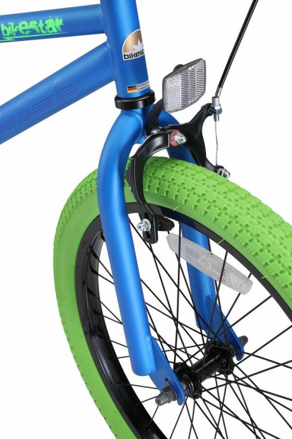 Bikestar 20 inch BMX kinderfiets blauw groen