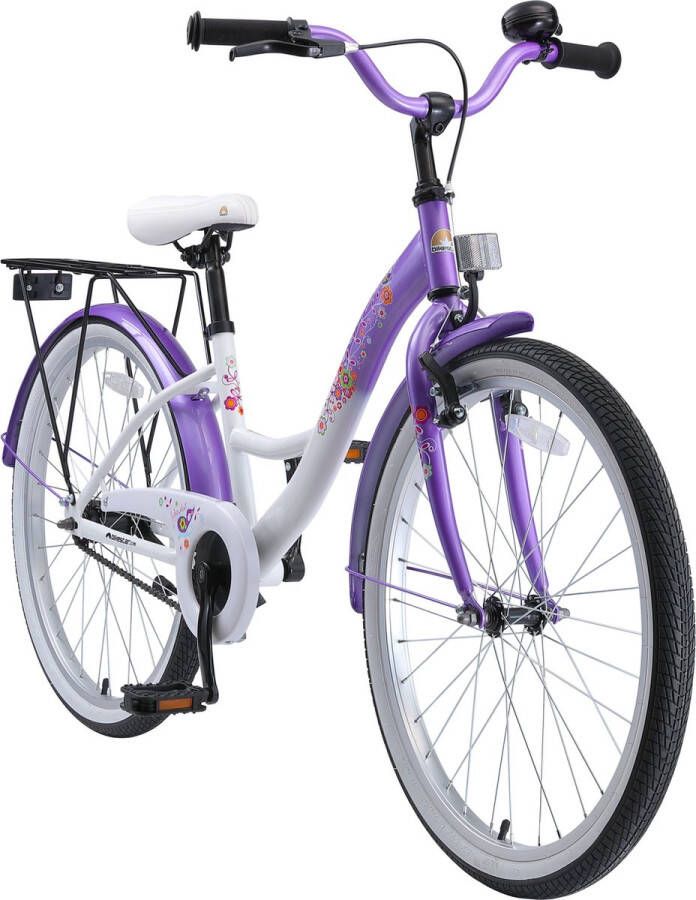 Bikestar 24 inch Classic kinderfiets lila wit - Foto 3