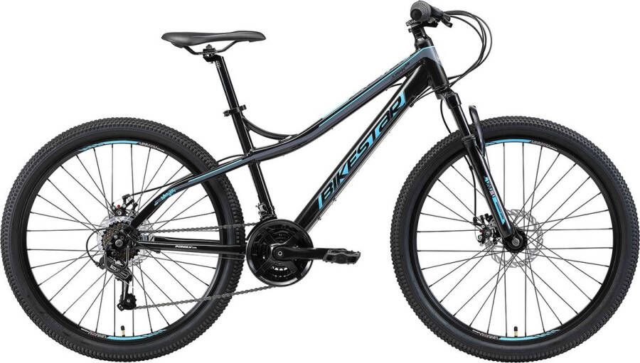 Bikestar 26 inch hardtail Alu MTB 21 speed zwart blauw