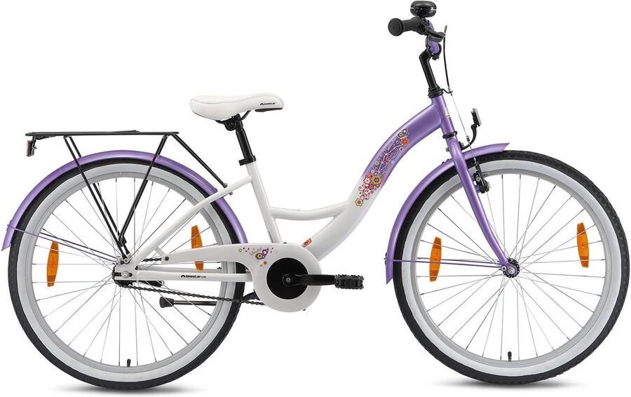 Bikestar 24 inch Classic kinderfiets lila wit - Foto 2