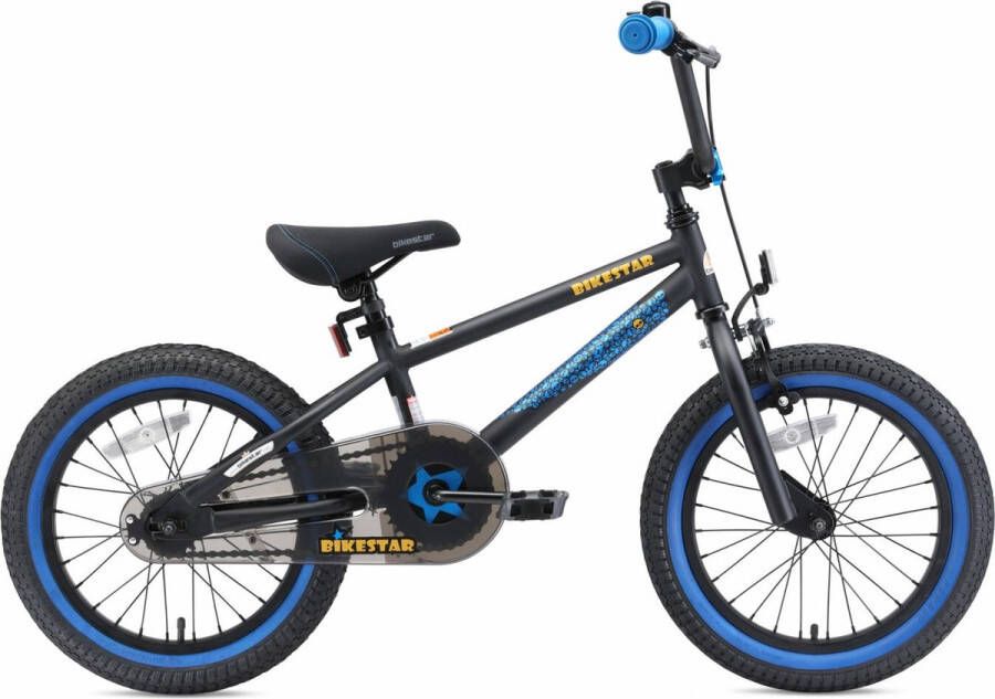 Bikestar 16 inch BMX kinderfiets zwart blauw