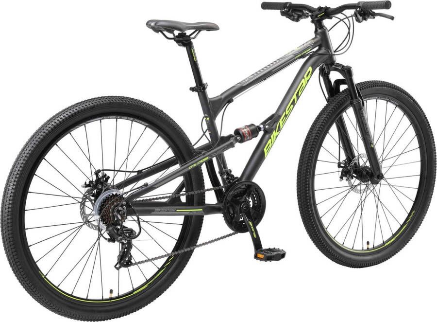 Bikestar Fully MTB Alu 29 Inch 21 Speed zwart groen