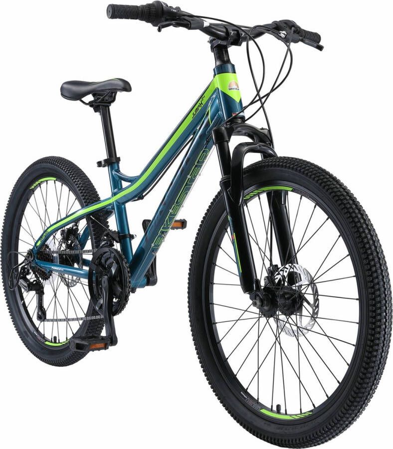 Bikestar hardtail MTB 21 speed 24 inch blauw groen