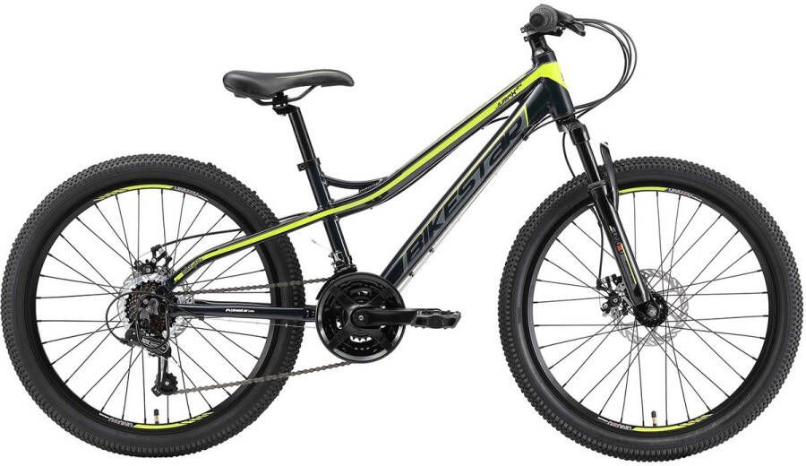 Bikestar 24 inch hardtail MTB 21 speed zwart groen