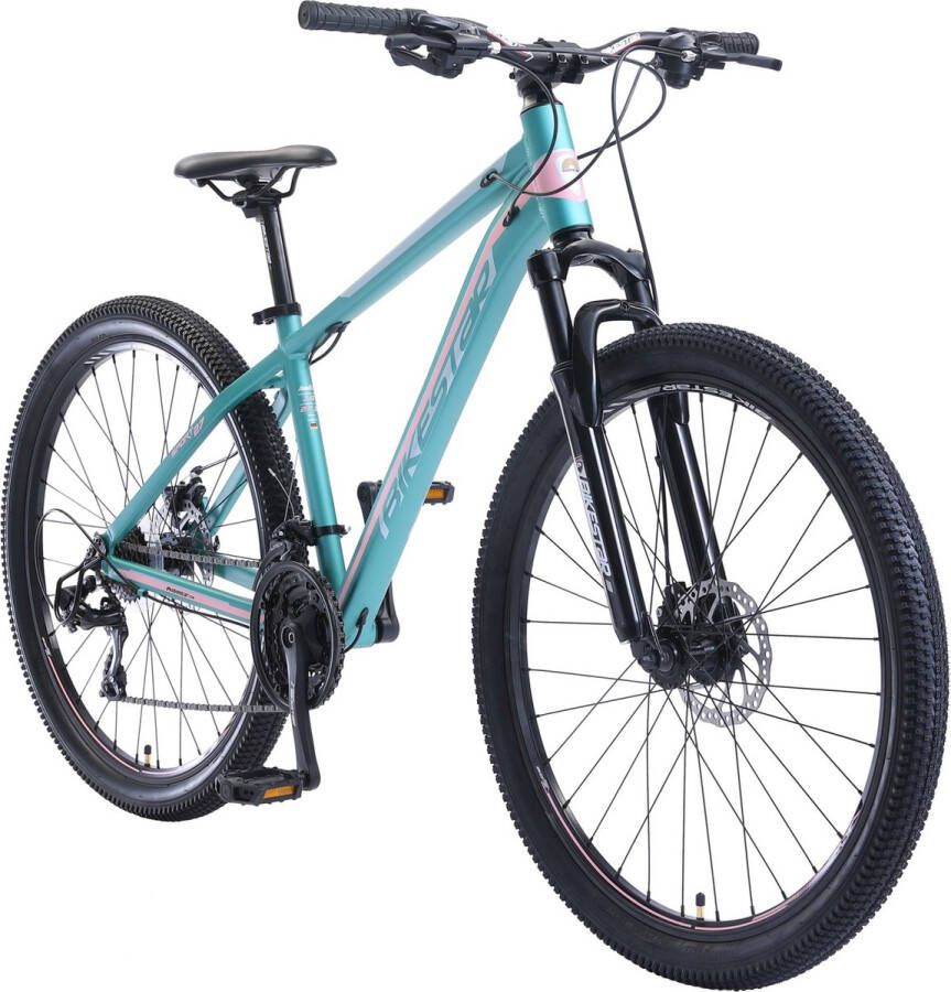 Bikestar Hardtail MTB Alu Sport M 27 5 Inch 21 Speed Turquoise Roze