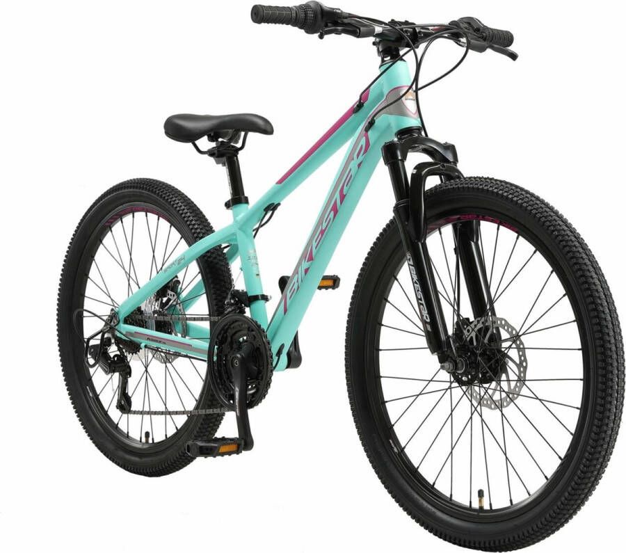 Bikestar 24 inch 21 speed hardtail MTB Sport mint roze