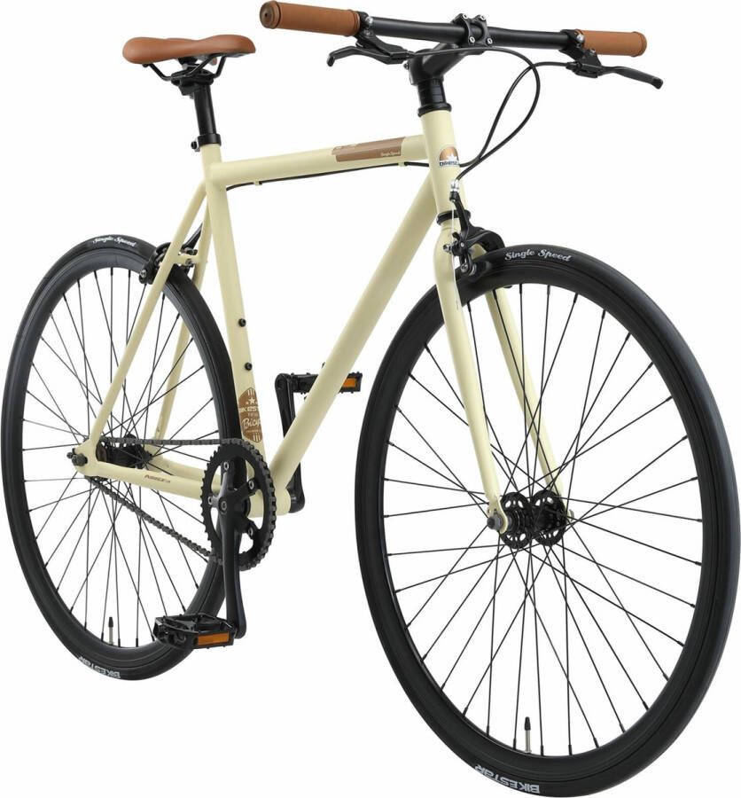 Bikestar Singlespeed 28 inch retro wielrenfiets beige bruin