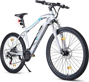 Bluewheel e bike 27 5“ & 29“ I Duits kwaliteitsmerk | EU conform E mountainbike 21 versnellingen & achterwielmotor voor 25 km h | Fiets met MTB verende voorvork app LED licht & sportzadel | BXB75 e bike