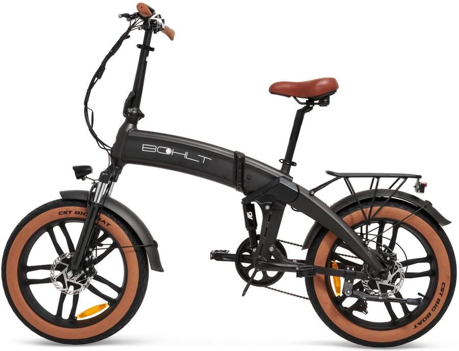 BOHLT F20 Elektrische Vouwfiets 20 inch Fatbike 250W Motor 375Wh Uitneembare Accu 7 Shi o Versnellingen Schijfrem Zwart Bruin