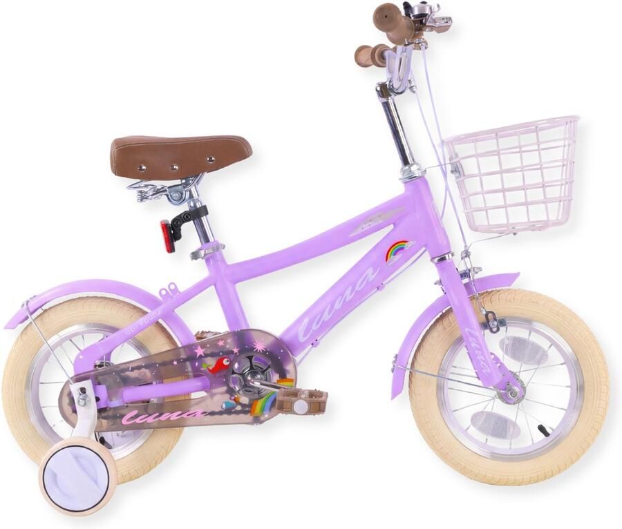 Buxibo Kinderfiets voor Meisjes Luna 12 Inch Paars