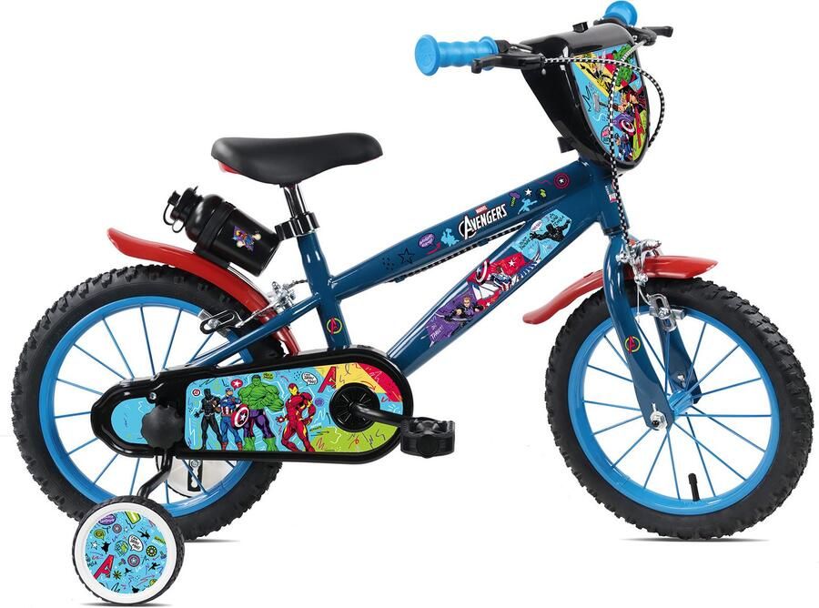 Carratt Kinderfiets Avengers 14 inch 1 versnelling met zijwieltjes donkerblauw