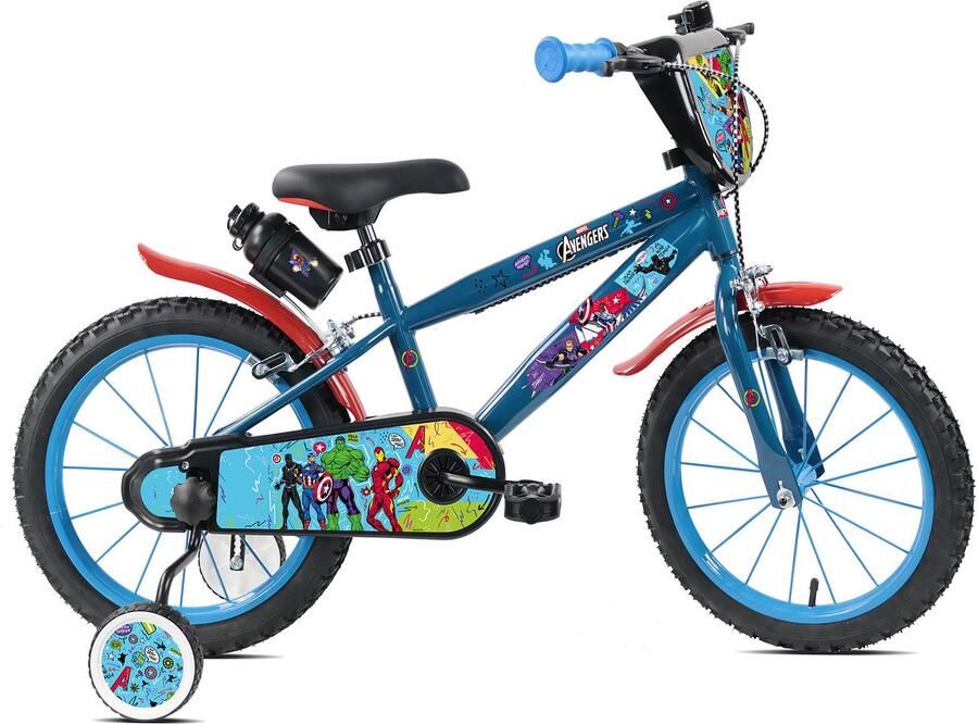 Carratt Kinderfiets Avengers 16 inch 1 versnelling met zijwieltjes donkerblauw