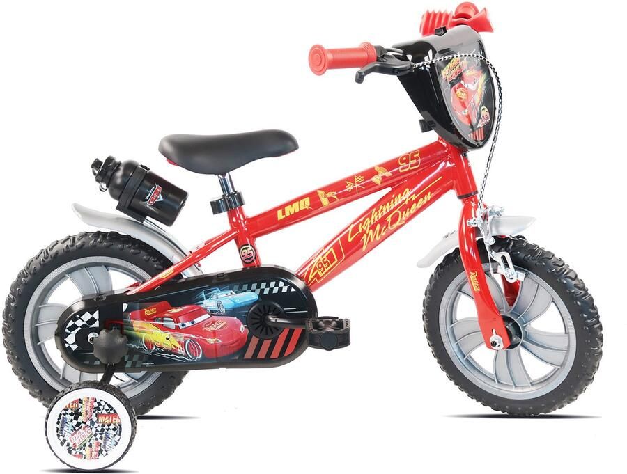 Carratt Kinderfiets Cars 12 inch 1 versnelling met zijwieltjes rood