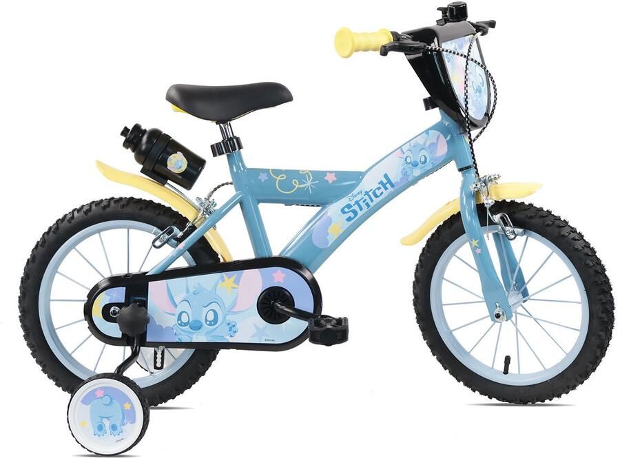 Carratt Kinderfiets Stitch 14 inch 1 versnelling met zijwieltjes lichtblauw