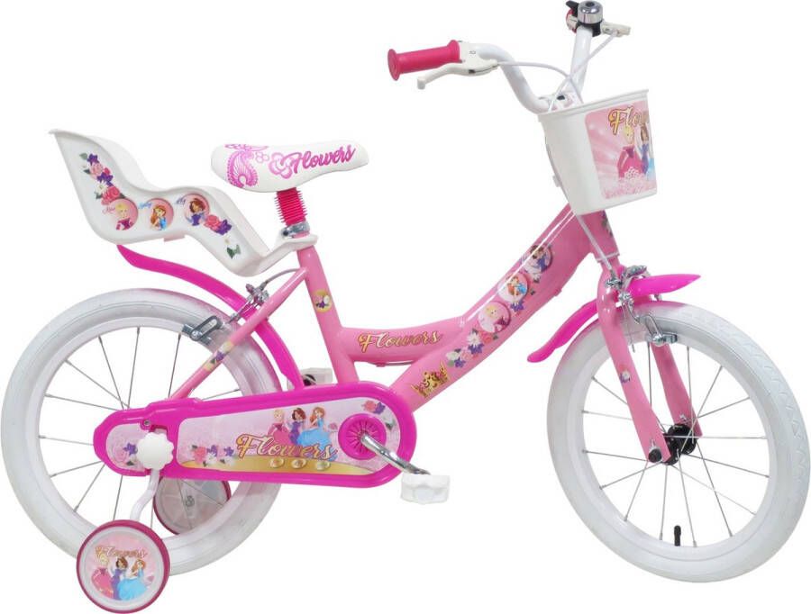 Carratt Flowers 16 inch kinderfiets roze