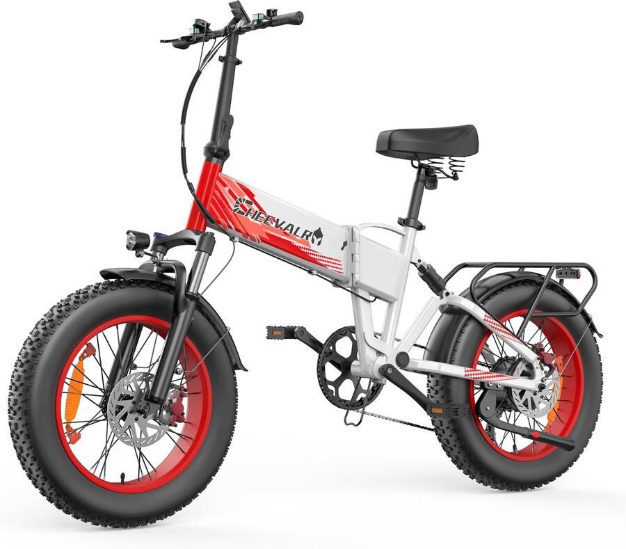 Cheevalry cf1000 elektrische fiets opvouwbaar 20 inch 10.4Ah 250W wit-rood