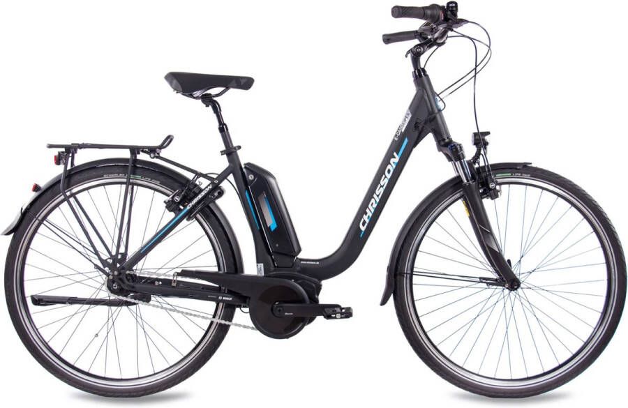 Chrisson E-Cassiopea Elektrische Fiets 28 Inch E-bike 50 cm Middenmotor Damesfiets 7 Versnellingen V-Brakes Matzwart