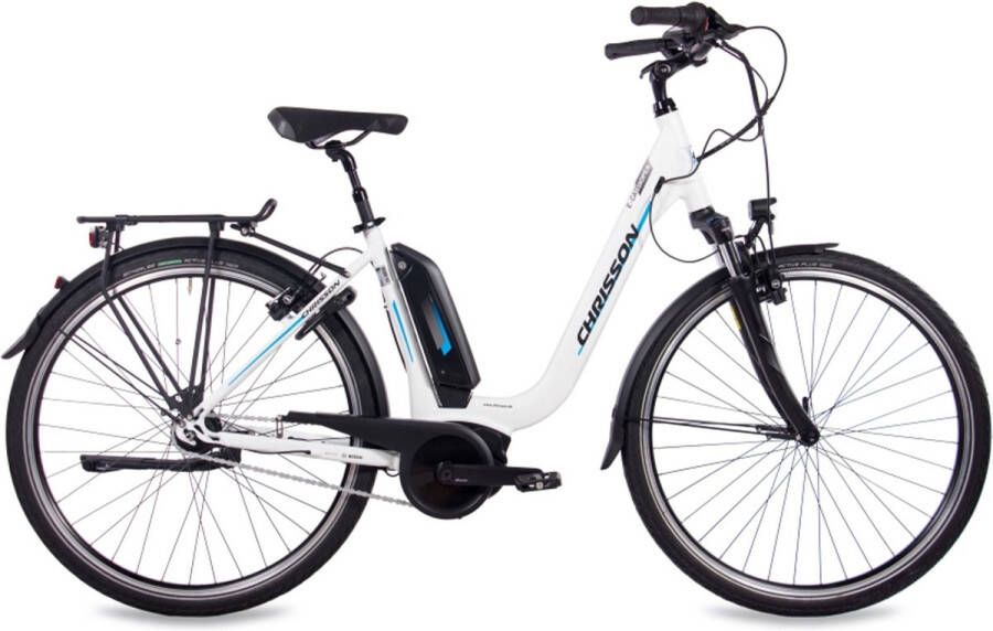 Chrisson E-Cassiopea Elektrische Fiets 28 Inch E-bike 50 cm Middenmotor Damesfiets 7 Versnellingen V-Brakes Matwit