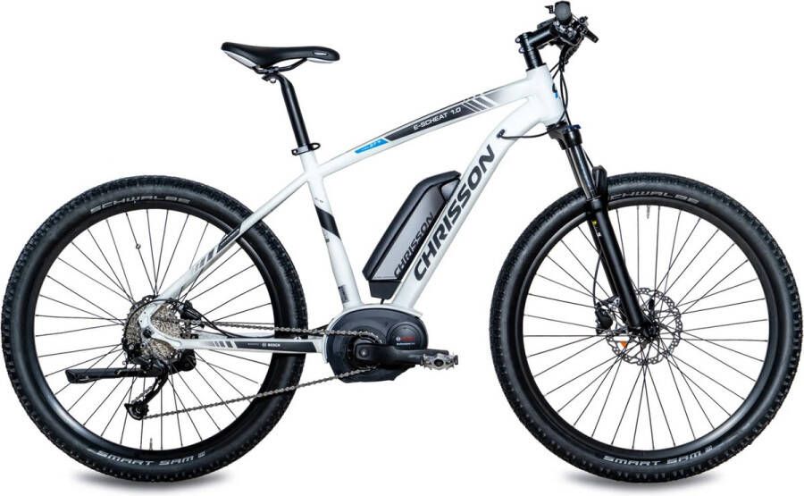 Chrisson E-Scheat Elektrische Mountainbike 27.5 Inch E-bike 48 cm Middenmotor 9 Versnellingen Hydraulische Schijfremmen Wit