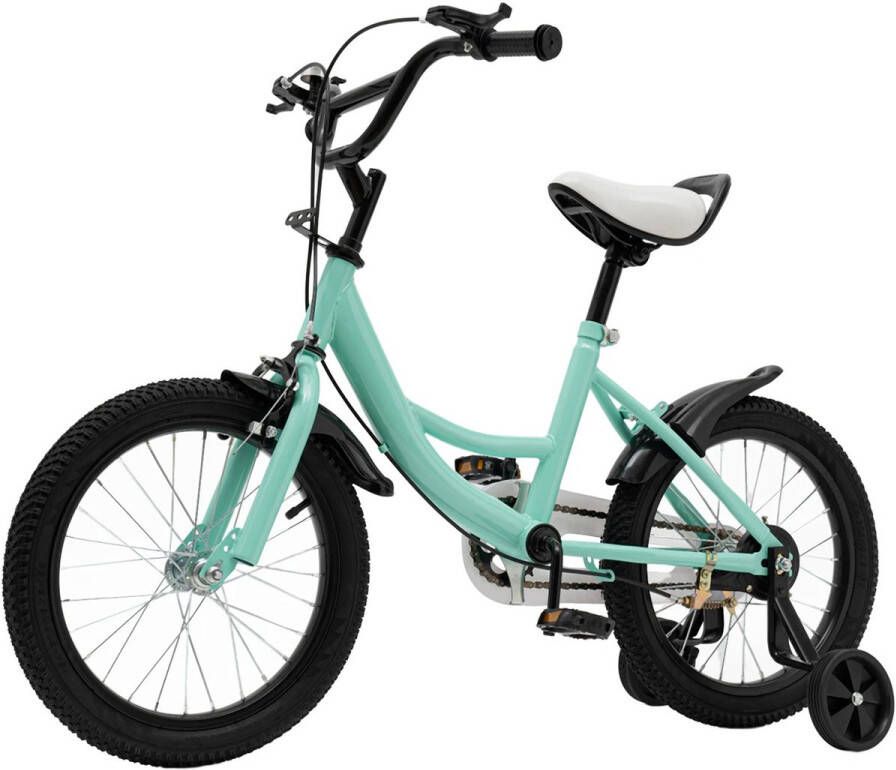 Cleo Kinderfiets 16 inch Unisex Schokabsorberende Rubberen Banden Met zijwielen Verstelbaar -5-8 jaar