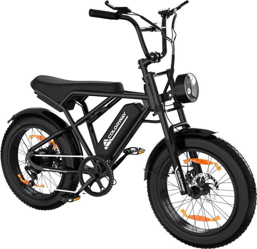 Colorway BK29G Elektrische Fatbike |250W Motor|20*4.0 Inch Off-road E-bike|36V 12AH lithiumbatterij Max 25km u 7 versnellingen| Zwart