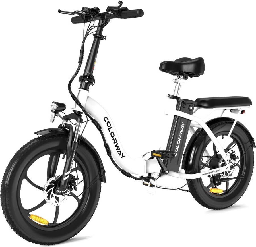 Colorway BK6G Elektrische Fiets -Opvouwbare E-Bike 20×3.0 Inch Fat Tire- 36V 12Ah Accu -250w -wit