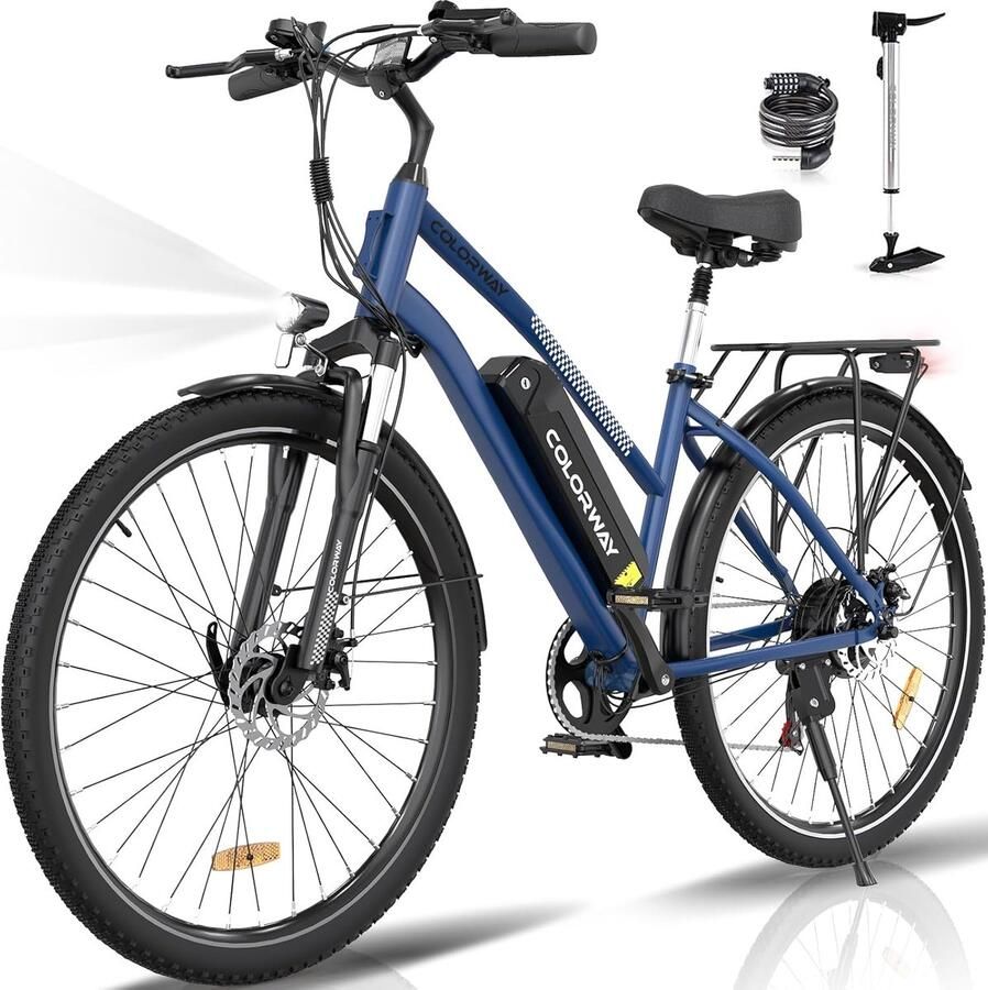 Colorway Elektrische Fiets BK12MS Trendy 26*3.0 Inch Fat Tire City Commuter EBike met Afneembare 36V 12Ah Lithium Batterij Opvouwbaar Mountain E-Bike met 250W Motor 7 Versnellingen IP54 Waterdicht