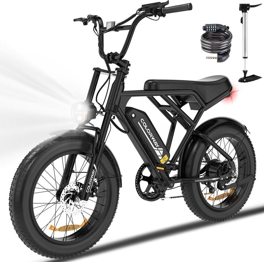 Hitway Colorway Elektrische Fiets BK6S1 Trendy 20*3.0 Inch Fat Tire City Commuter EBike met Afneembare 36V 12Ah Lithium Batterij Opvouwbaar Mountain E-Bike met 250W Motor 7 Versnellingen IP54 Waterdicht