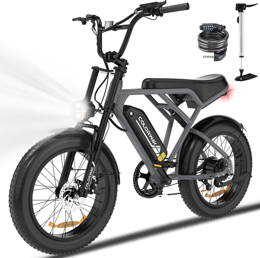 Hitway Colorway Elektrische Fiets BK6S1 Trendy 20*3.0 Inch Fat Tire City Commuter EBike met Afneembare 36V 12Ah Lithium Batterij Opvouwbaar Mountain E-Bike met 250W Motor 7 Versnellingen IP54 Waterdicht