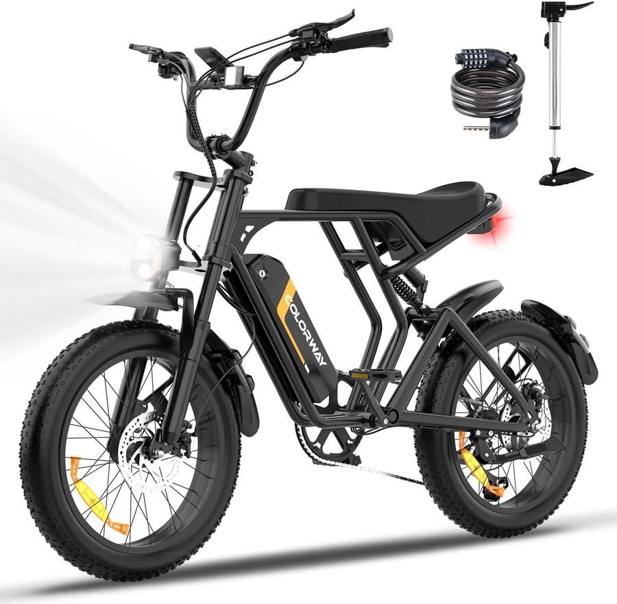 Colorway Elektrische Fiets BK11MS 20*3.0 Inch Fat Tire City Commuter EBike met Afneembare 36V 12Ah Lithium Batterij Opvouwbaar Mountain E-Bike met 250W Motor 7 Versnellingen IP54 Waterdicht - Foto 3