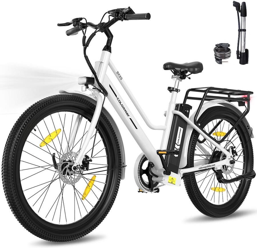Colorway Elektrische Fiets BK8SL Trendy 27.5 Inch City Commuter EBike met Afneembare 36V 12Ah Lithium Batterij Mountain E-Bike met 250W Motor Damesfiets IP54 Waterdicht
