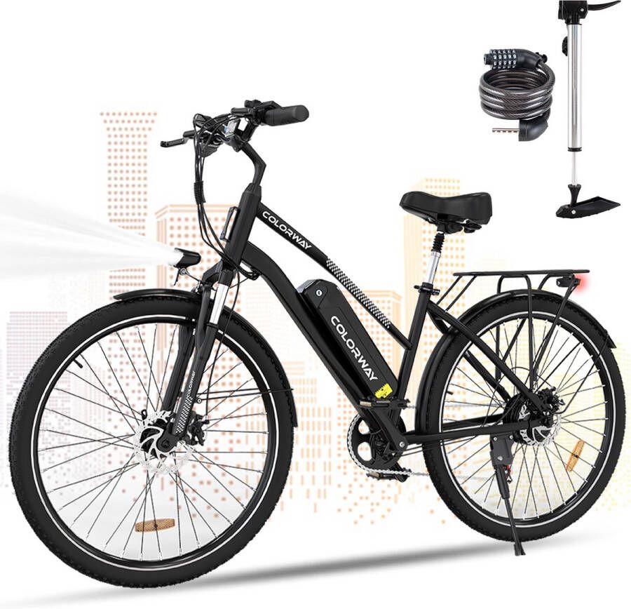 Colorway Elektrische Fiets 28 Inch City Commuter EBike 250W- 36V 15Ah Zwart