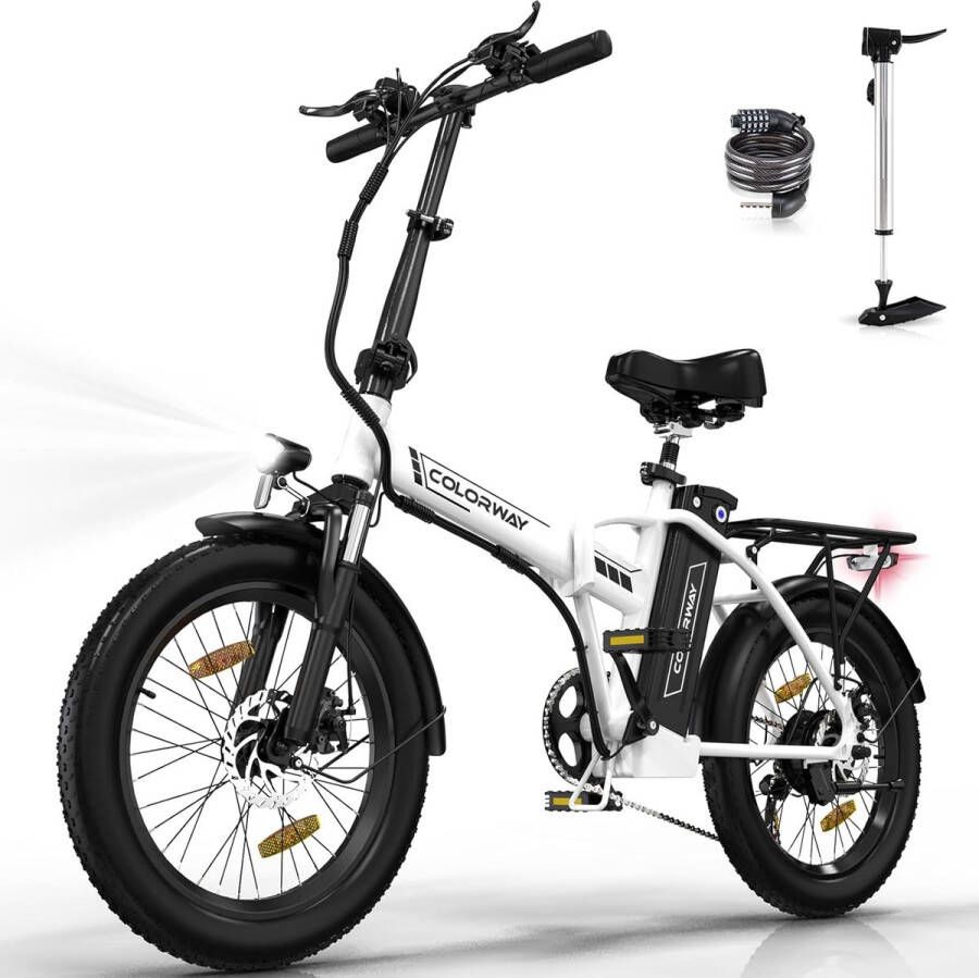 Colorway Elektrische Fiets BK11MS 20*3.0 Inch Fat Tire City Commuter EBike met Afneembare 36V 12Ah Lithium Batterij Opvouwbaar Mountain E-Bike met 250W Motor 7 Versnellingen IP54 Waterdicht