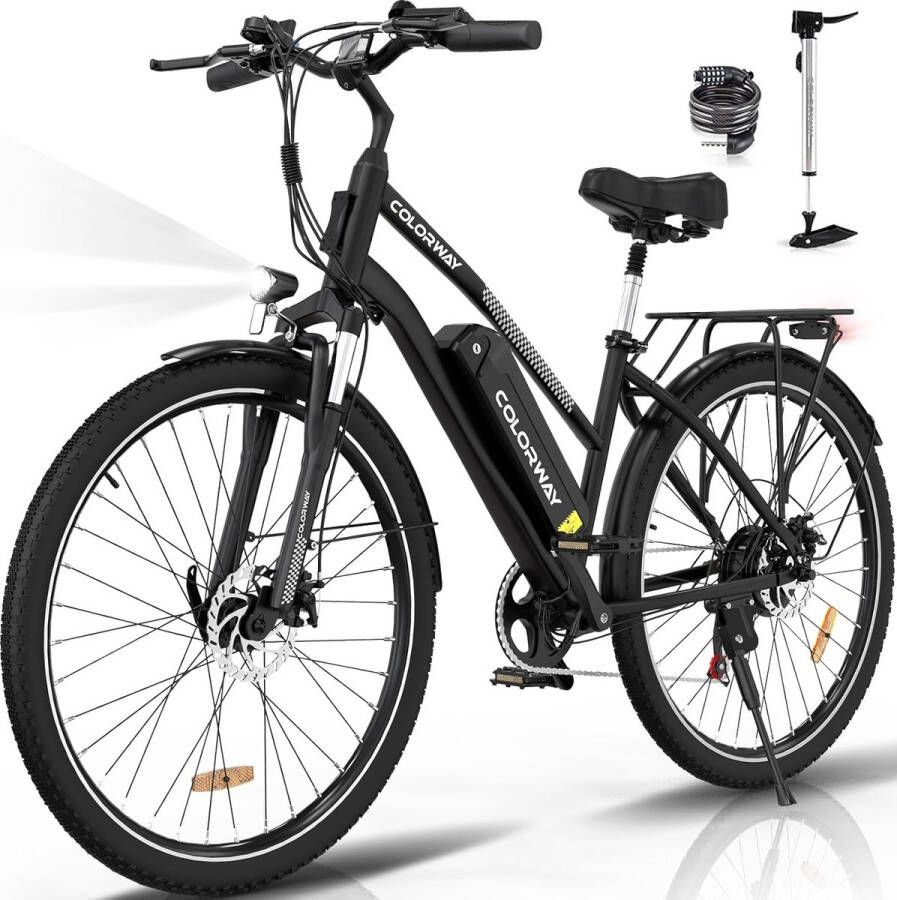 Colorway Elektrische Fiets BK27 28 Inch City Commuter EBike met Afneembare 36V 15Ah Lithium Batterij Mountain E-Bike met 250W Motor 7 Versnellingen IP54 Waterdicht