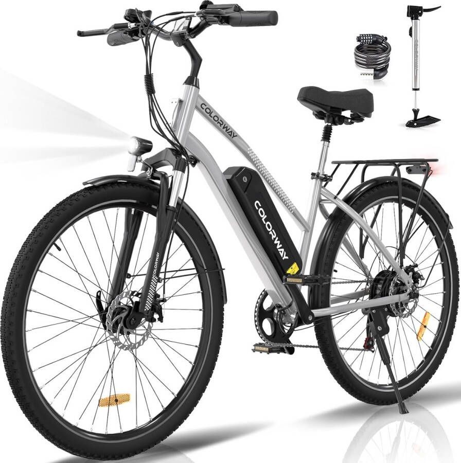 Colorway Elektrische Fiets BK27 28 Inch City Commuter EBike met Afneembare 36V 15Ah Lithium Batterij Mountain E-Bike met 250W Motor 7 Versnellingen IP54 Waterdicht