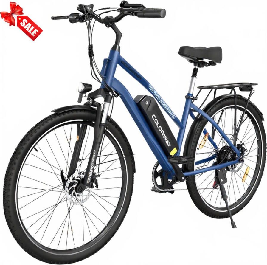 Colorway Elektrische Fiets BK27 Trendy 28 Inch City Commuter EBike met Afneembare 36V 15Ah Lithium Batterij Mountain E-Bike met 250W Motor 7 Versnellingen IP54 Waterdicht