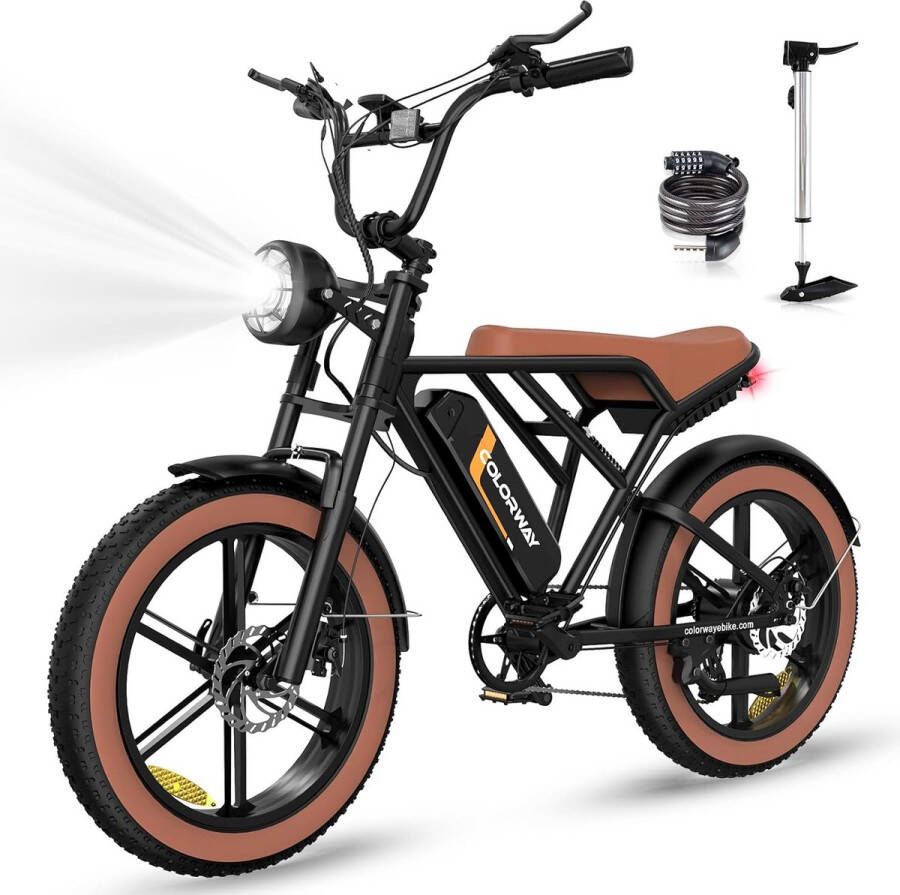 Colorway Elektrische Fiets BK29 20*4.0 Inch Fatbike Mountain Snow EBike met Afneembare 48V 15Ah Lithium Batterij City Commuter E-Bike met 250W Motor 7 Versnellingen IP54 Waterdicht