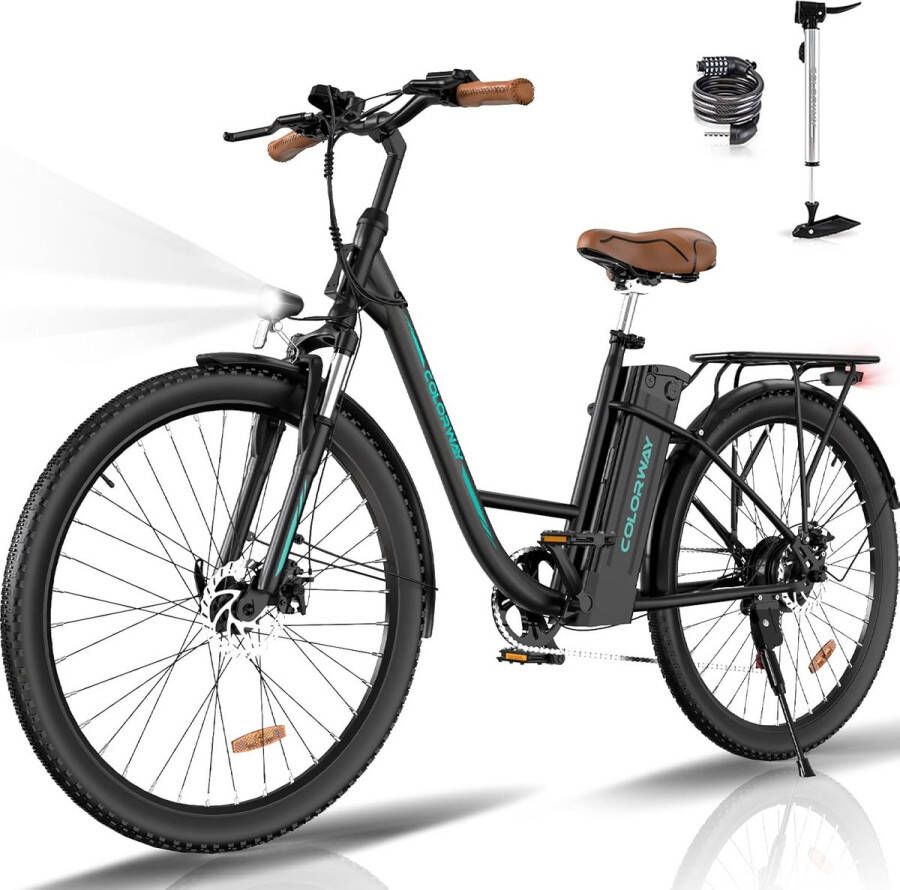 Colorway Elektrische Fiets BK31 28 Inch City Commuter EBike met Afneembare 36V 15Ah Lithium Batterij Damesfiets E-Bike met 250W Motor 7 Versnellingen IP54 Waterdicht