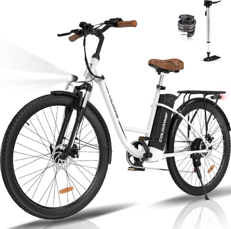 Colorway Elektrische Fiets BK31 28 Inch City Commuter EBike met Afneembare 36V 15Ah Lithium Batterij Damesfiets E-Bike met 250W Motor 7 Versnellingen IP54 Waterdicht