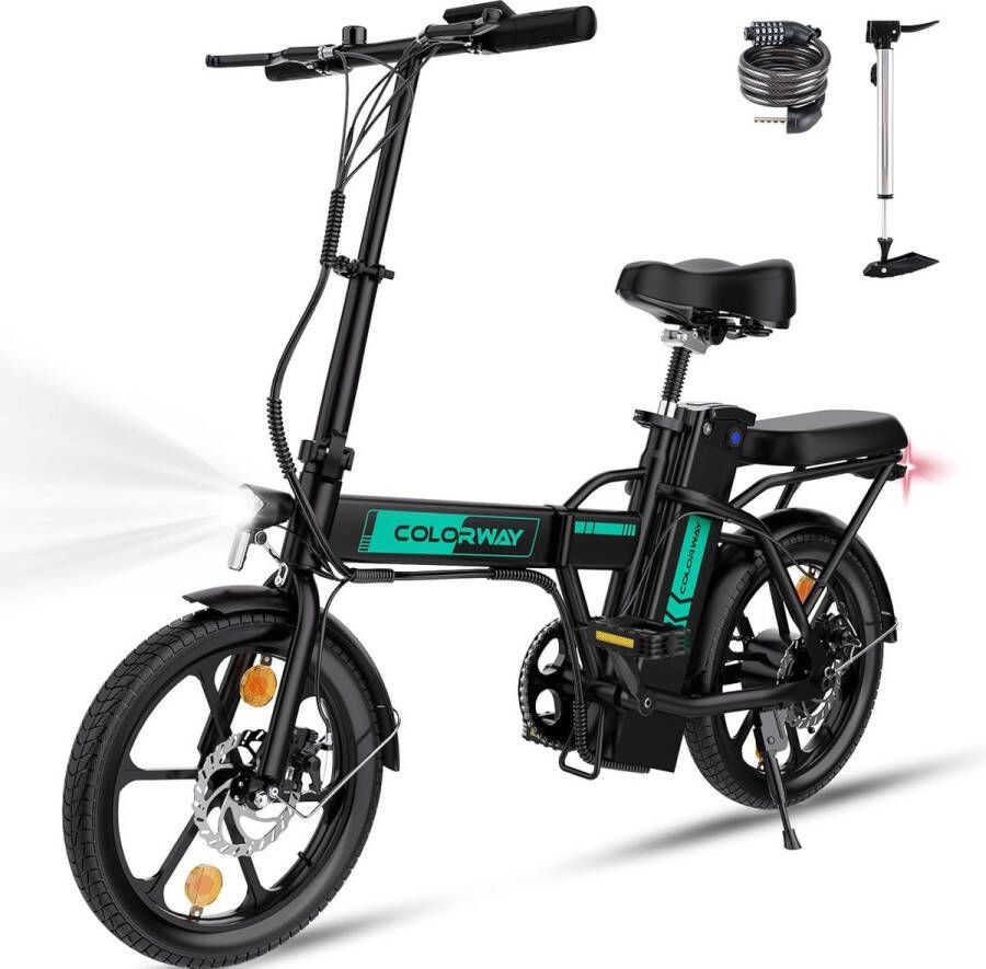 Colorway Elektrische Fiets BK5 16 Inch City Commuter EBike met Afneembare 36V 8.4Ah Lithium Batterij Opvouwbaar E-Bike met 250W Motor IP54 Waterproof