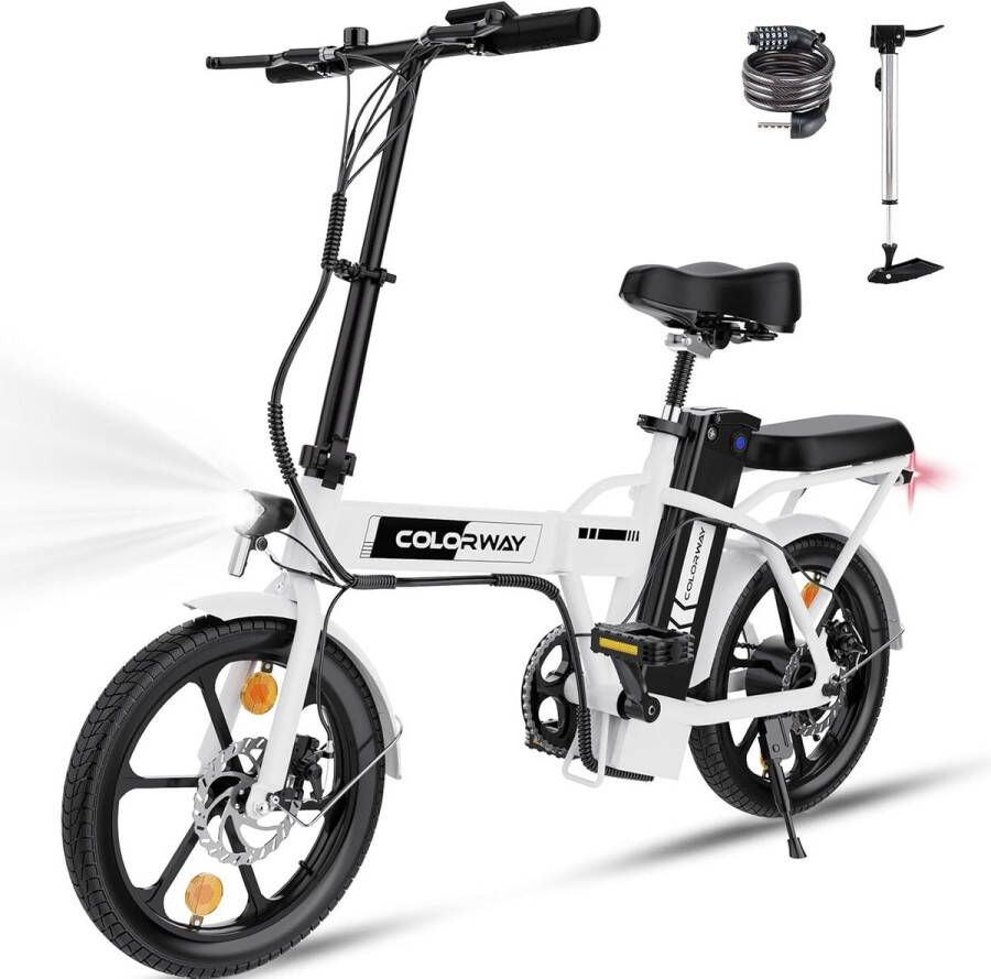 Colorway Elektrische Fiets BK5 16 Inch City Commuter EBike met Afneembare 36V 8.4Ah Lithium Batterij Opvouwbaar E-Bike met 250W Motor IP54 Waterproof