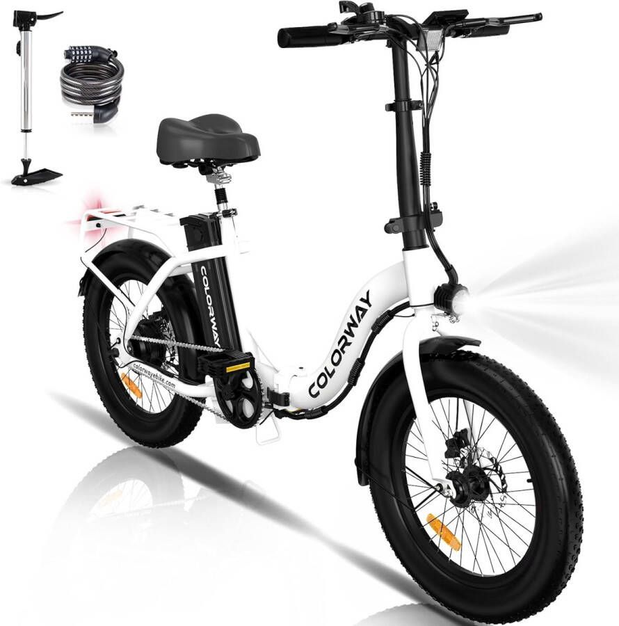 Colorway Elektrische Fiets BK6G 20*3.0 Inch Fat Tire City Commuter EBike met Afneembare 36V 12Ah Lithium Batterij Opvouwbaar Mountain E-Bike met 250W Motor IP54 Waterdicht