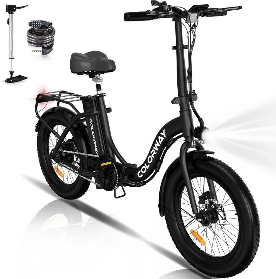 Colorway Elektrische Fiets BK6G 20*3.0 Inch Fat Tire City Commuter EBike met Afneembare 36V 12Ah Lithium Batterij Opvouwbaar Mountain E-Bike met 250W Motor IP54 Waterdicht