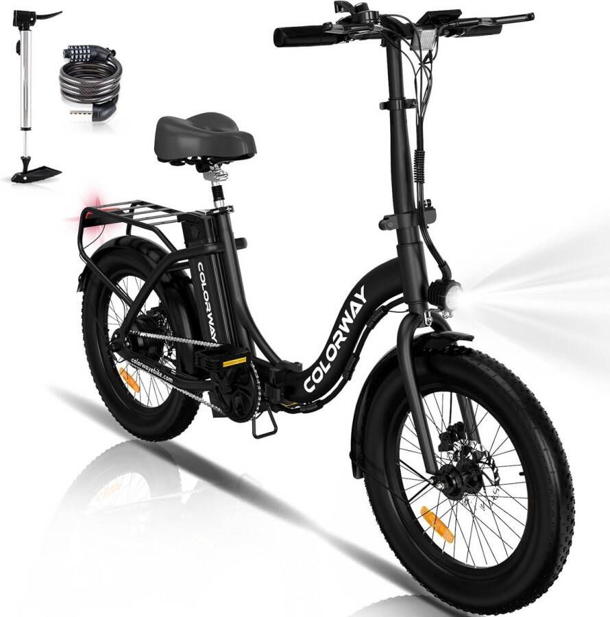 Colorway Elektrische Fiets BK6G Trendy 20*3.0 Inch Fat Tire City Commuter EBike met Afneembare 36V 12Ah Lithium Batterij Opvouwbaar Mountain E-Bike met 250W Motor IP54 Waterdicht