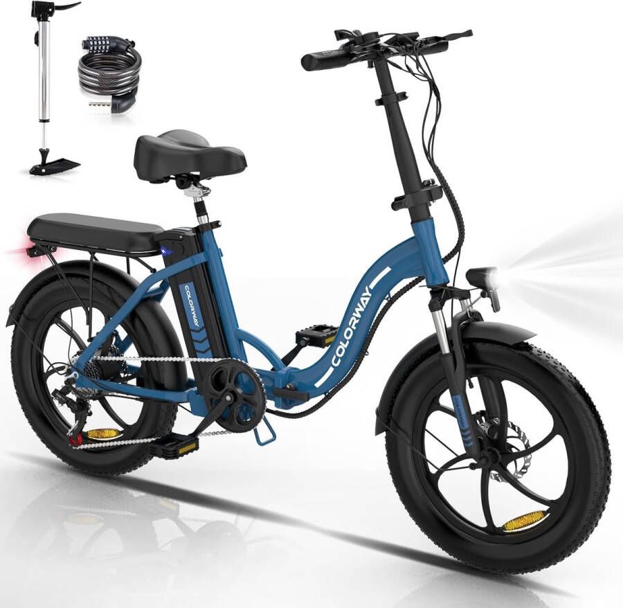 Hitway Colorway Elektrische Fiets BK6S1 Trendy 20*3.0 Inch Fat Tire City Commuter EBike met Afneembare 36V 12Ah Lithium Batterij Opvouwbaar Mountain E-Bike met 250W Motor 7 Versnellingen IP54 Waterdicht - Foto 2