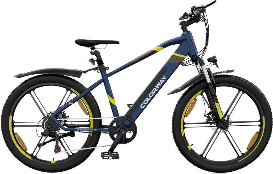 Colorway Elektrische Fiets BK7S 26 inch Off-Road E-bike 250W Motor |36V12 Ah 7 versnellingen Zwart